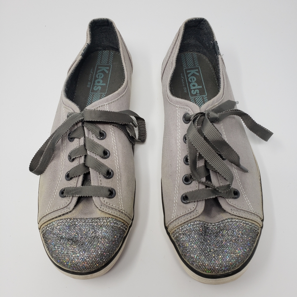 Keds gray canvas with multi color sparkle …
